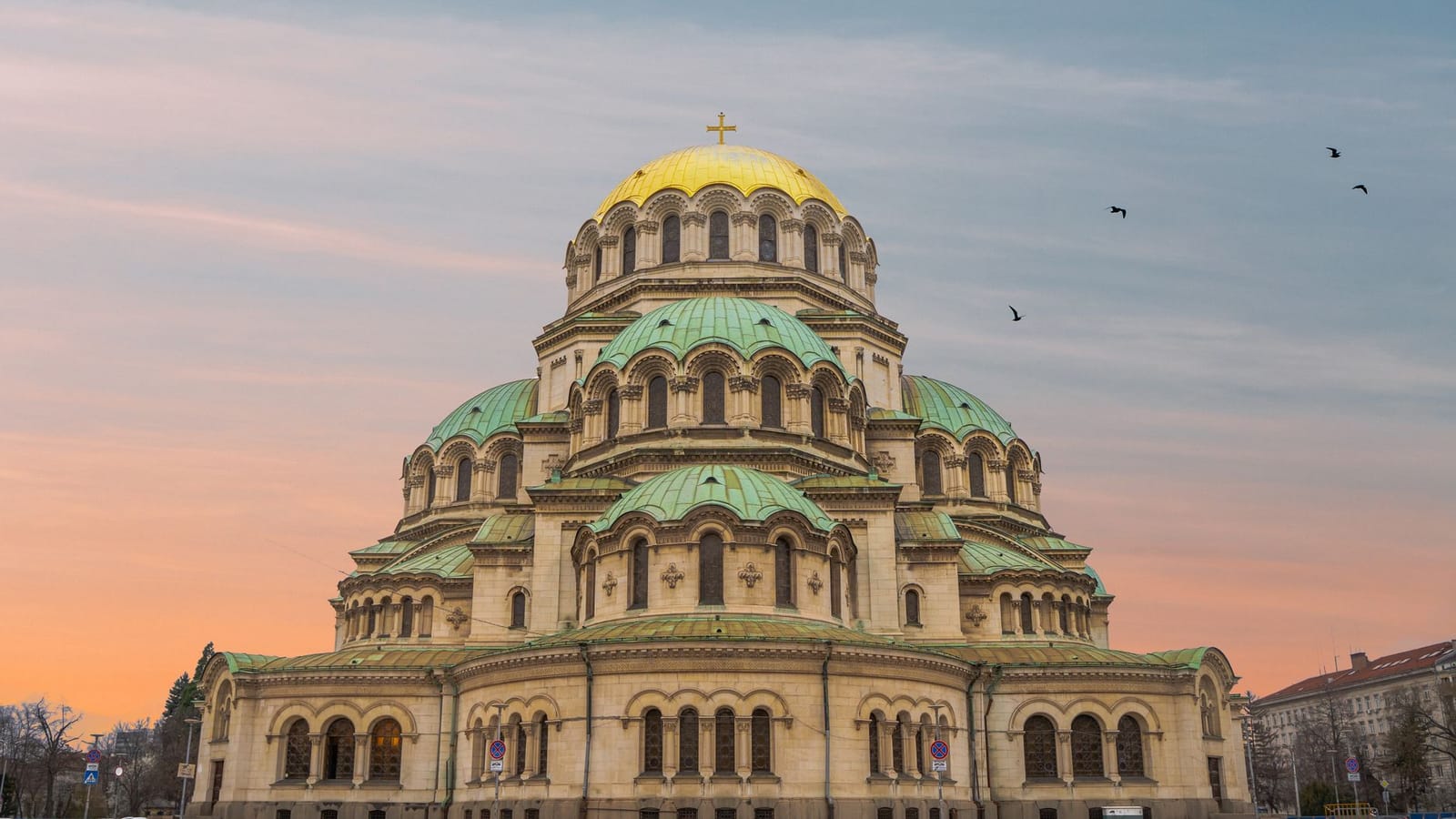 Stunning view of Alexander Nevsky Cathedral in Sofia, Bulgaria during dusk.