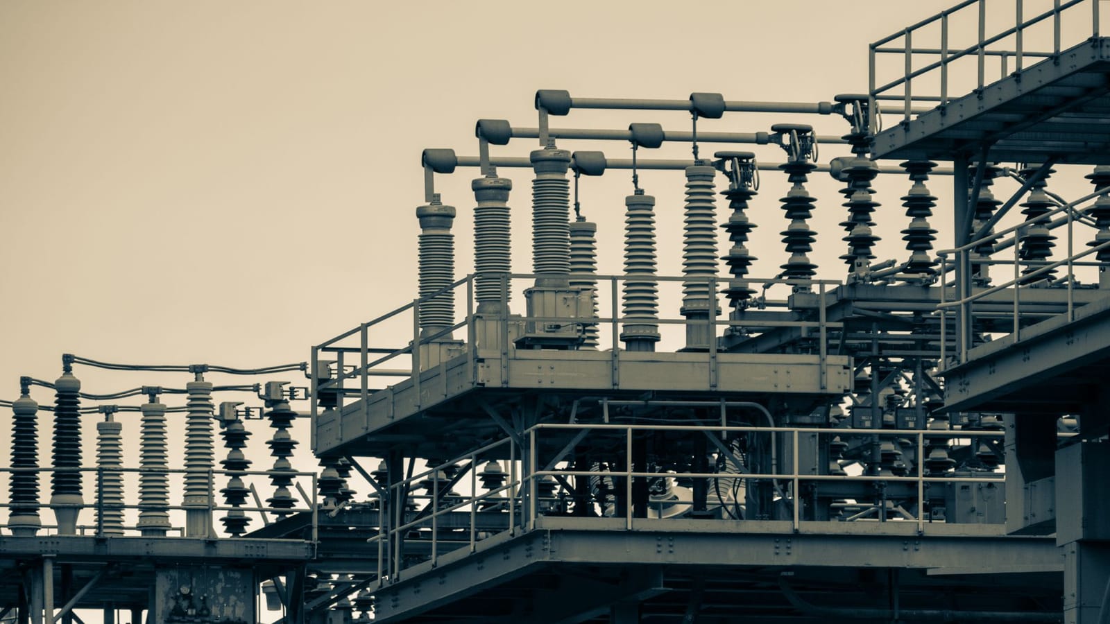 Detailed view of an industrial power station structure in New York City.